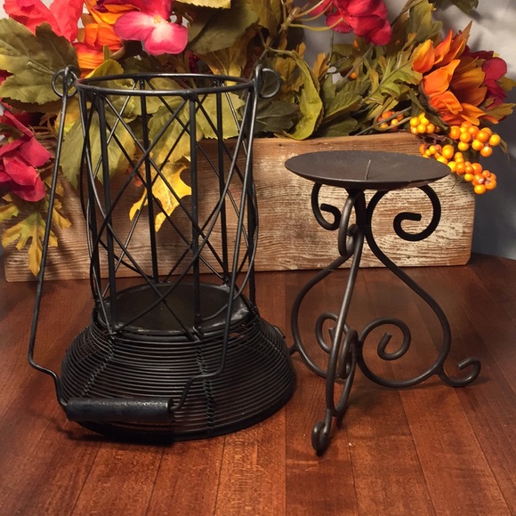 Yankee Candle Accents Three Black Wrought Iron Candle Holders
